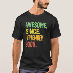 Camiseta 17.a Aniversário Vintage setembro de 2005 17 anos