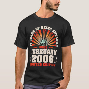 Camiseta 17 Aniversário Vintage Guitarist Music fevereiro 2