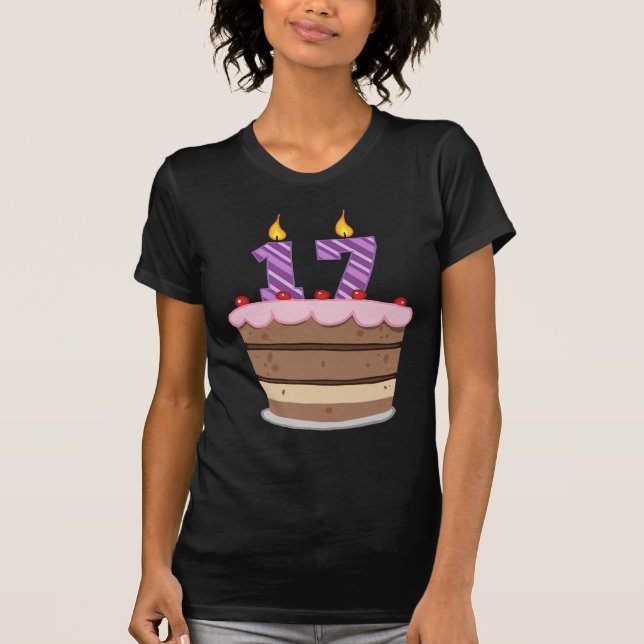 Camiseta 17 anos de idade no Bolo de Aniversário (Frente)