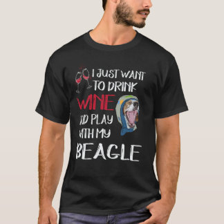 Camiseta 17 Bebo Vinho E Brinco Com Meu Beagle