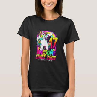 Camiseta 17 Years Old 17 In Quarantine Unicorn Dabbing 17th