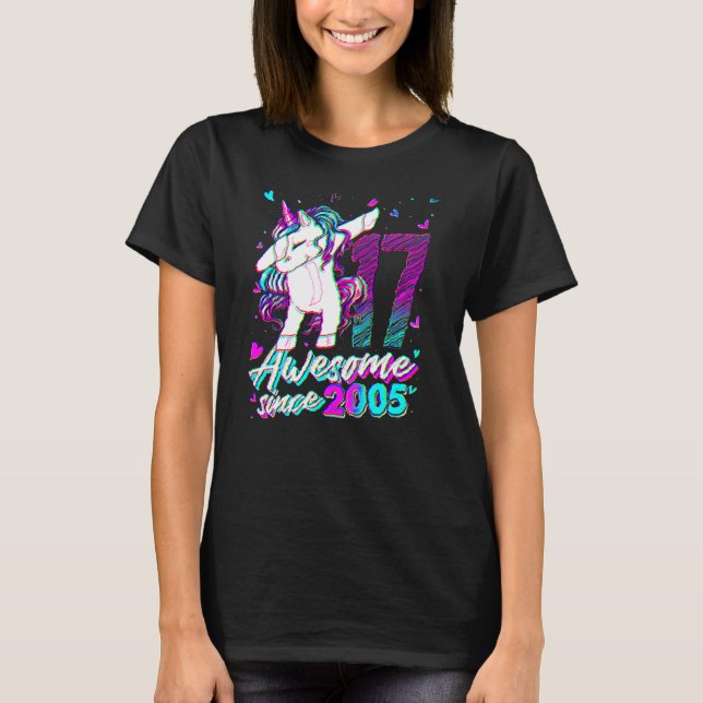 Camiseta 17 Years Old Unicorn Dabbing 17th Birthday Unicorn (Frente)