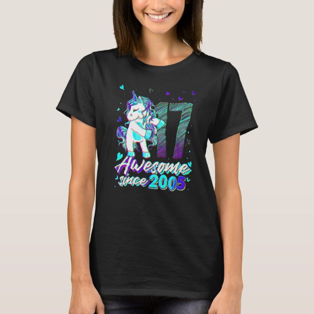 Camiseta 17 Years Old Unicorn Flossing 17th Birthday Unicor (Frente)