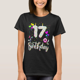 Camiseta 17th Birthday Girl Tee 17 Years Old Bday Doughnut