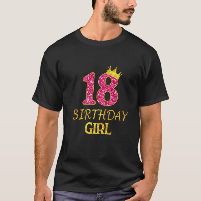 Camiseta 18ª Garota De Aniversário Princesa De 18 Anos De I (Frente)