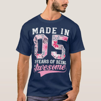 Camiseta 18º Aniversário Gif Para Meninas Feitas Em 2005 18