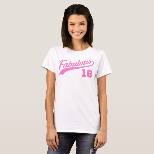 Camiseta 18º aniversário rosa (Frente Completa)