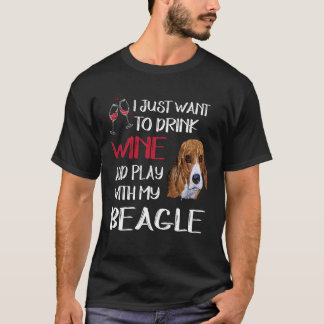 Camiseta 183 Beber Vinho E Brincar Com Meu Beagle