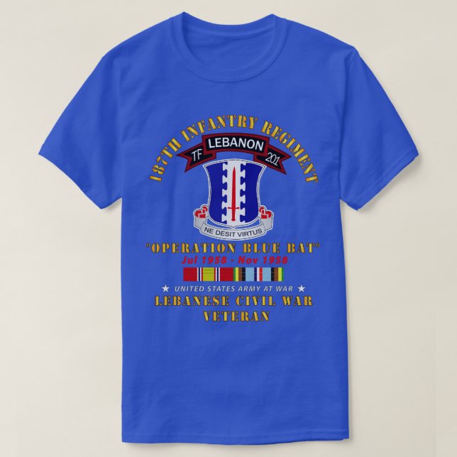 Camiseta 187.º Regimento de Infantaria TF 201 Líbano w AFEM (Frente do Design)