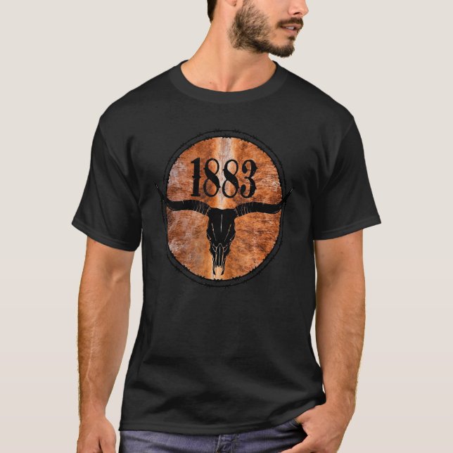 Camiseta 1883 Cowhide Yellowstone Boho Skull 1 (Frente)