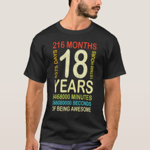 Camiseta 18. º aniversário 18 anos Vintage Retro 216 meses