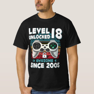 Camiseta 18 anos BDay Son Boy Gamer 18 anos Nascimento de 1