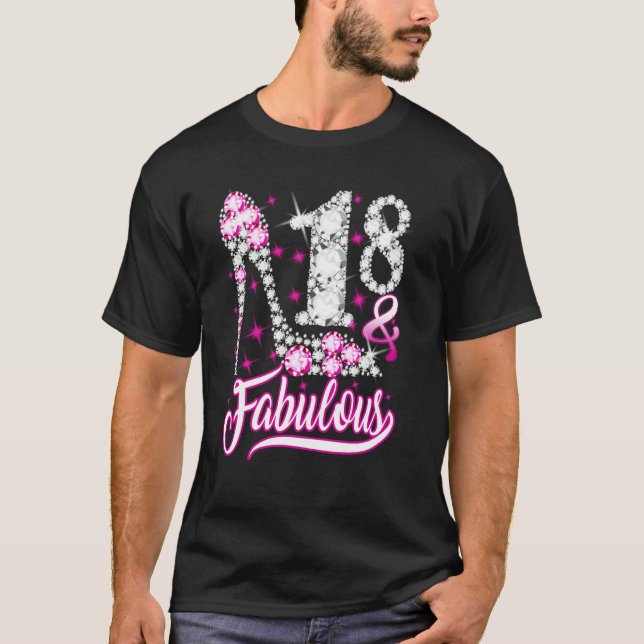 Camiseta 18 anos de idade, 18 anos e fabuloso 18º aniversár (Frente)