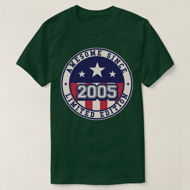 Camiseta 18 anos é incrível desde 2005 18º aniversário (Frente do Design)