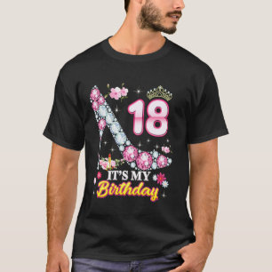 Camiseta 18 anos É o meu 18º aniversário, Diamante Rosa Sh
