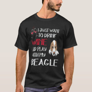 Camiseta 18 Bebo Vinho e Brinco com meu Beagle