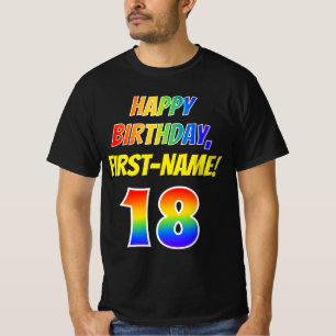 Camiseta 18.o aniversário — Negrito, Divertido, Arco-Ír