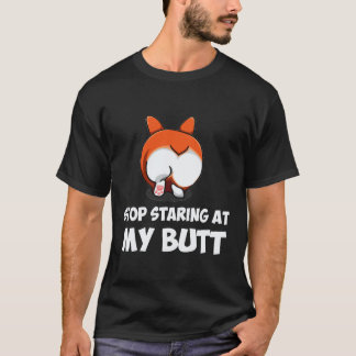 Camiseta 18 Pare de olhar para a minha bunda Corgi
