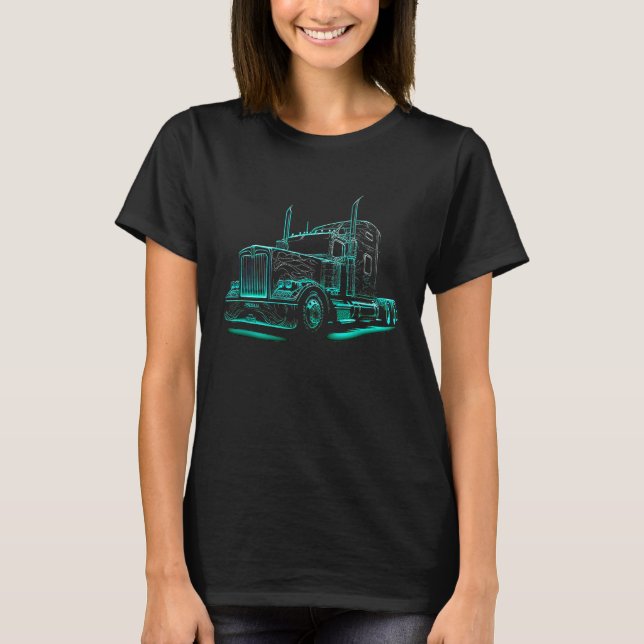 Camiseta 18 Wheeler Semi Truck  for Truck Drivers Who Love  (Frente)