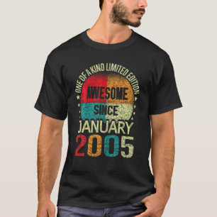 Camiseta 18 Year Awesome Since January 2005 Vintage 18Th Bi