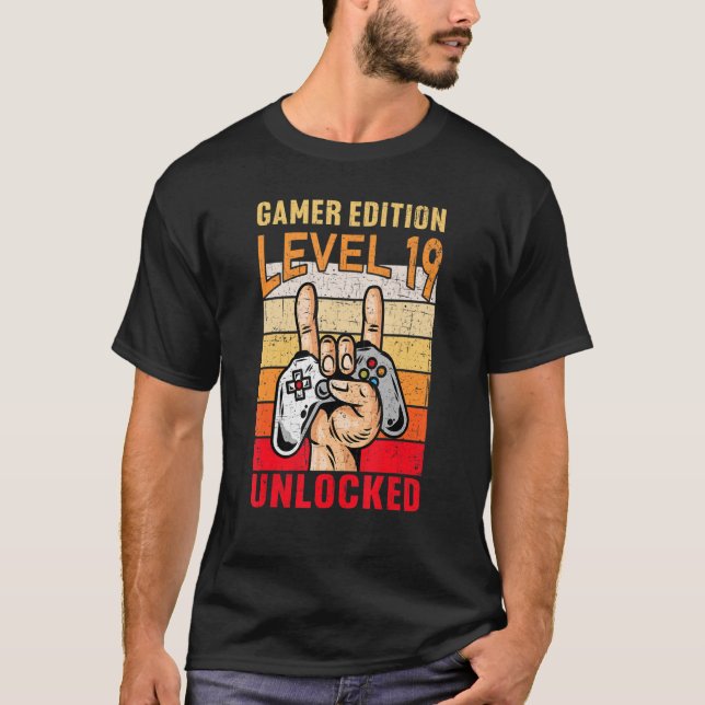 Camiseta 19º Aniversário do Vídeo Gamer Edition Nível 19 De (Frente)
