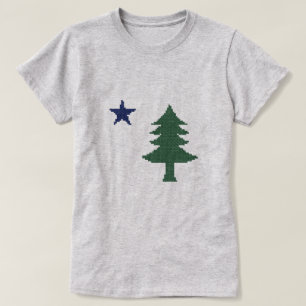 Camiseta 1901 Maine Flag Faux Cross Stitch