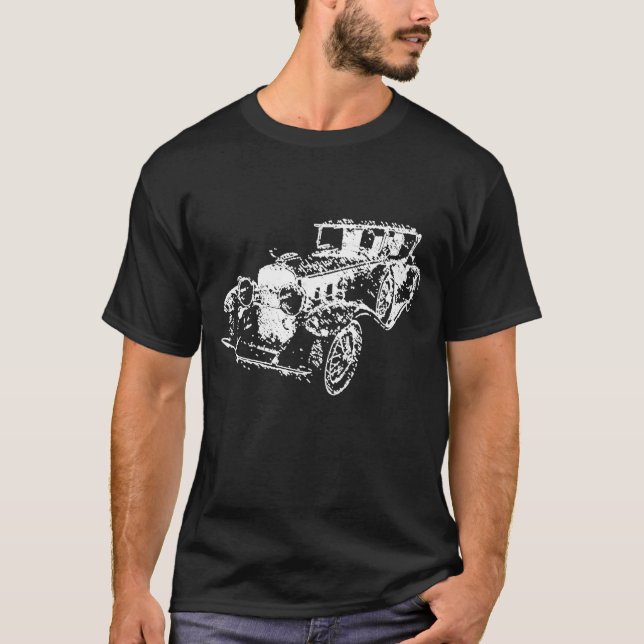 Camiseta 1930 Classic Cadillac V-16 Roadster Sketch Art (Frente)