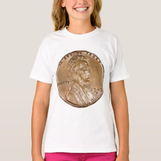 Camiseta 1943 Penny de Cobre Cabeça de Lincoln