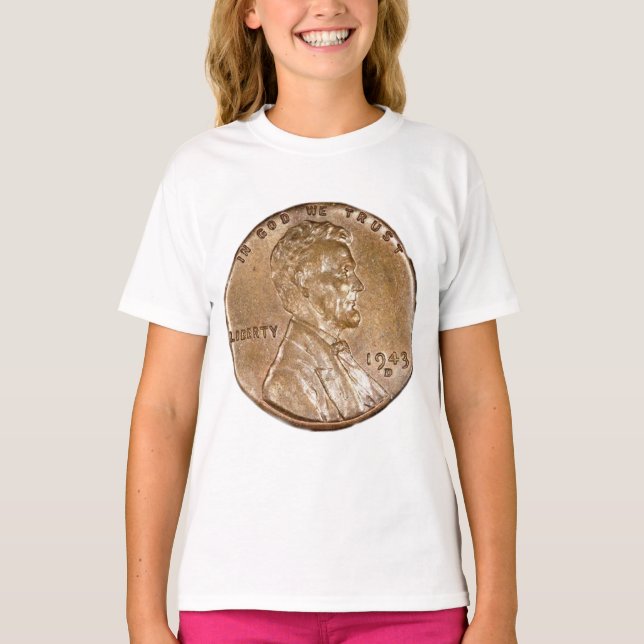 Camiseta 1943 Penny de Cobre Cabeça de Lincoln (Frente)