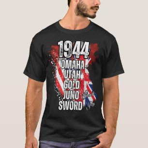 Camiseta 1944 Aterrissagens de OMAHA UTAH DOURADO JUNO SWOR