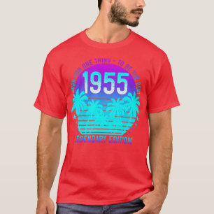 Camiseta 1955 Aniversário 66 Vintage Aestética Sunset Palm