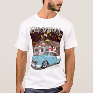 Camiseta 1955 Skyline Blue Chevy Bel Air Old School, Impres