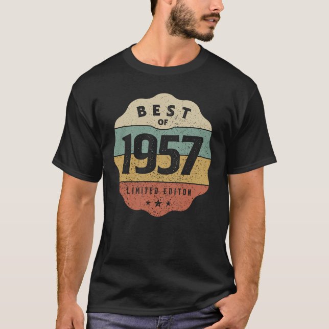 Camiseta 1957 67º Aniversário Oferece Homens de 67 Anos (Frente)