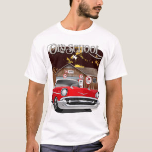 Camiseta 1957 Red and White Old School Chevy Bel Air