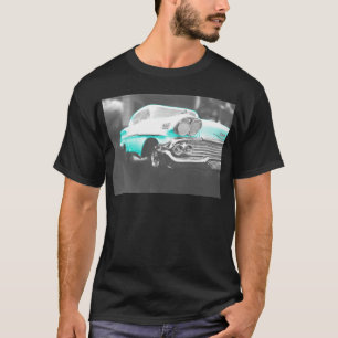 Camiseta 1958 Chevy Impala - carro clássico azul brilhante