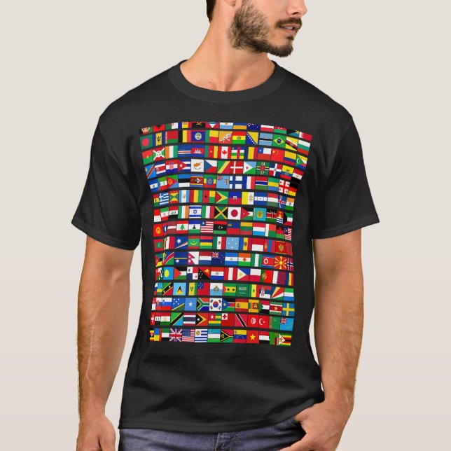 Camiseta 195 Sinalizadores De Todos Os Países Da Internacio (Frente)
