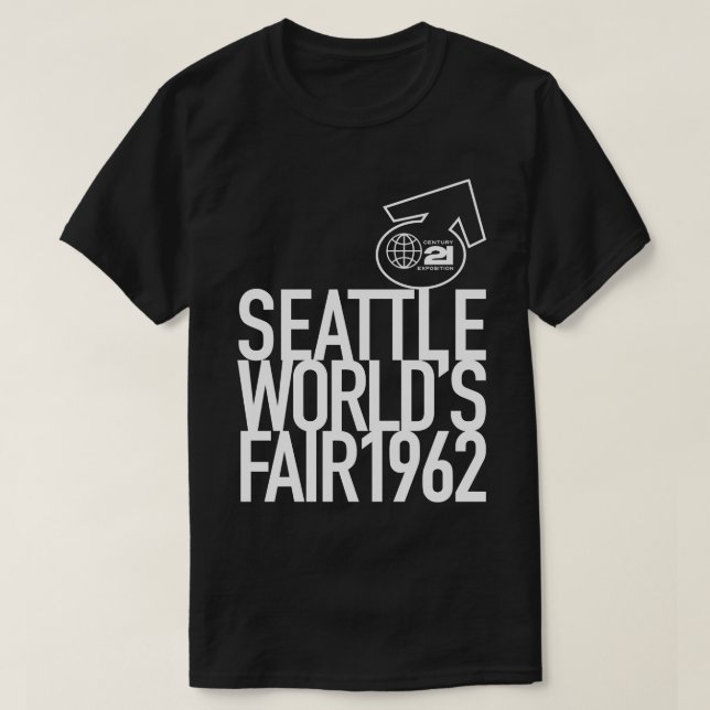 Camiseta 1962 Seattle World Fair Block White (Frente do Design)