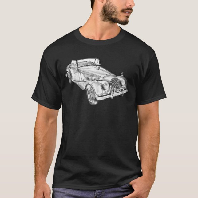 Camiseta 1964 Morgan Plus 4 Transversable Sports Car Illust (Frente)