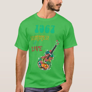 Camiseta 1967 Summer of Love Hippie Abstrato Guitar
