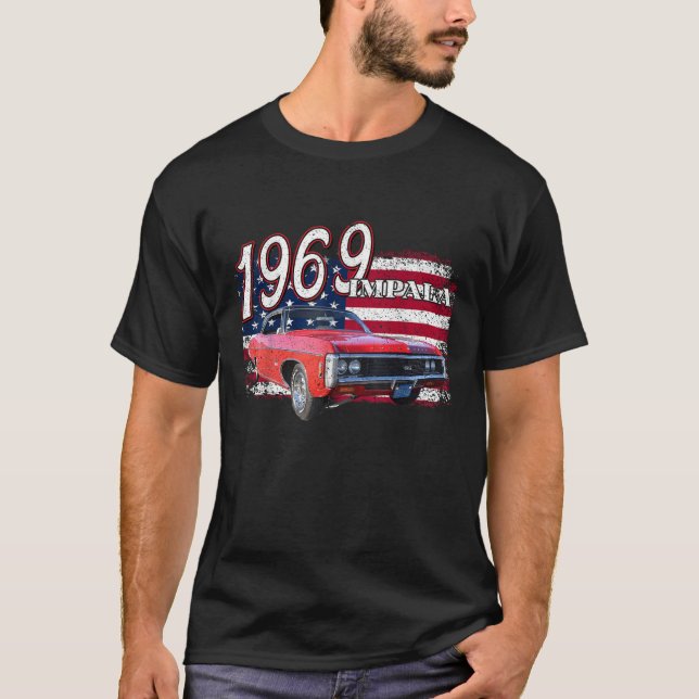Camiseta 1969 69 impala lowrider 4º De Julho Americano (Frente)