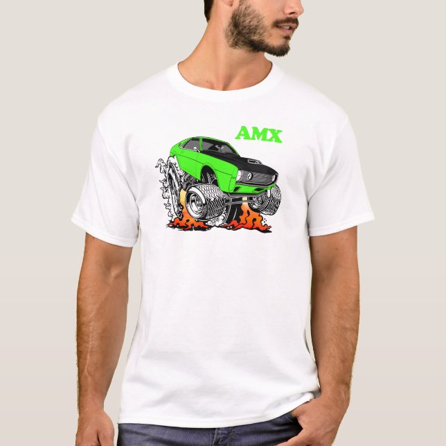 Camiseta 1970 AMC AMX Cartoon Hot Rod (Frente)