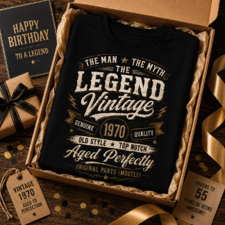 Camiseta 1970 Lendário Envelhecido Perfeitamente Retro 56º