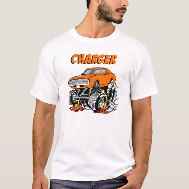 Camiseta 1971 1972 Charger Cartoon Hot Rod (Frente)