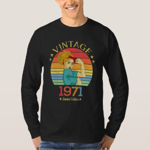 Camiseta 1971 Mulheres Vintage 1971 Para Nasceres Femininos