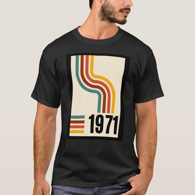 Camiseta 1971 Retro Stripe Rainbow 54º Aniversário (Frente)