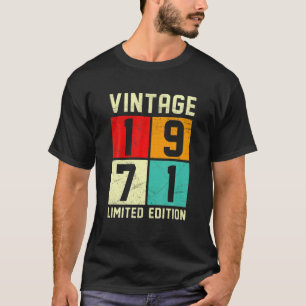Camiseta 1971 Vintage Aniversário 50º Aniversário Retro 50 