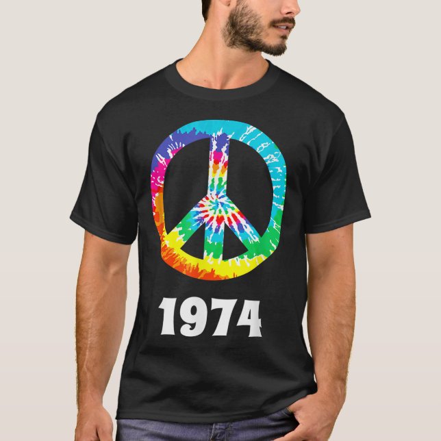 Camiseta 1974 Aniversário de Reunião de Reunião Hippie Peac (Frente)