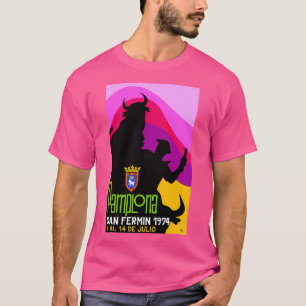 Camiseta 1974 Espanha Pamplona Corrente Do Poster De Bulls