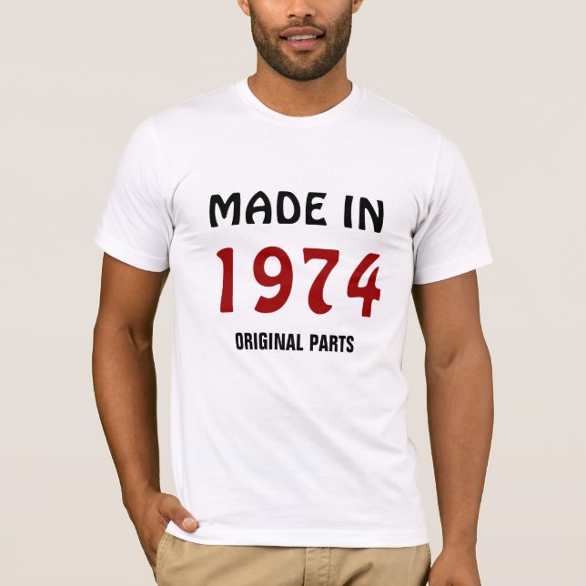 Camiseta 1974, feita em 1974, peças originais (Frente)