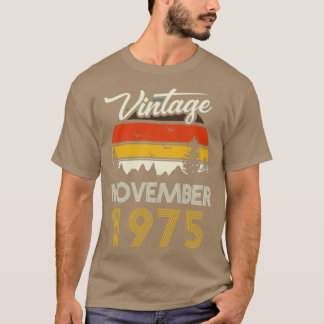 Camiseta 1975 Vintage Novembro Gif Aniversário